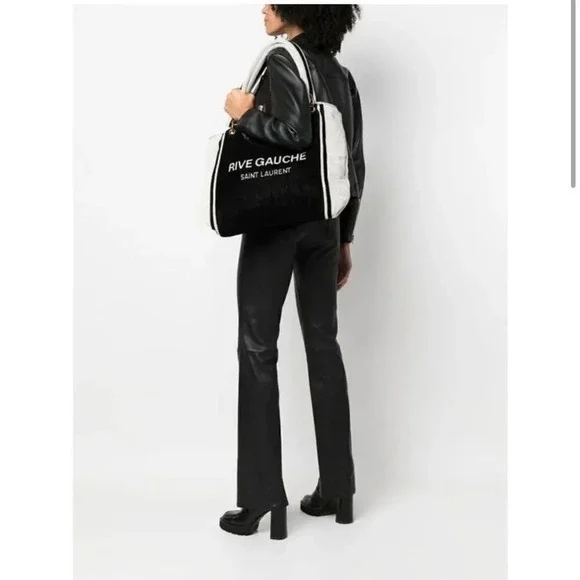 SAINT LAURENT NEW Terry Cloth Rive Gauche Towel Tote Bag unisex luxury